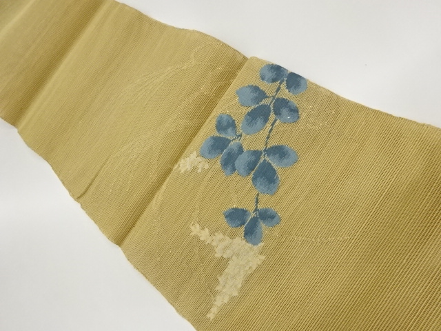 紗紬萩に花・芒模様織出し名古屋帯